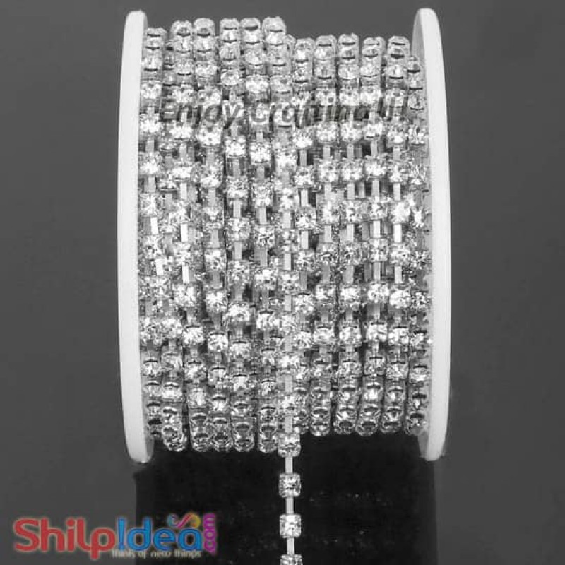 Metal Cup Stone Chain - Silver - 25 inches